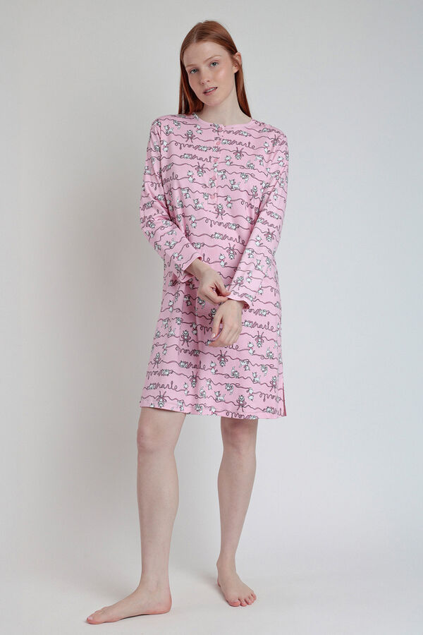 Admas Camisón maternity manga larga gato Marie Disney rosa