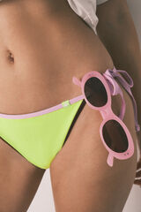 HI&BYE Yellow Brazilian bikini bottoms with straps printed