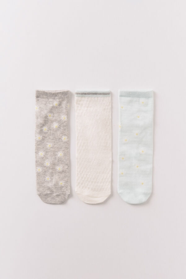 Women'secret Pack 3 short floral print socks printed