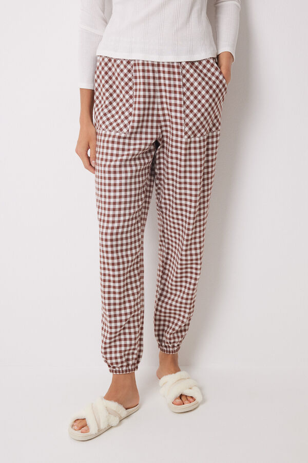 Womensecret Gingham print skinny long pants nude