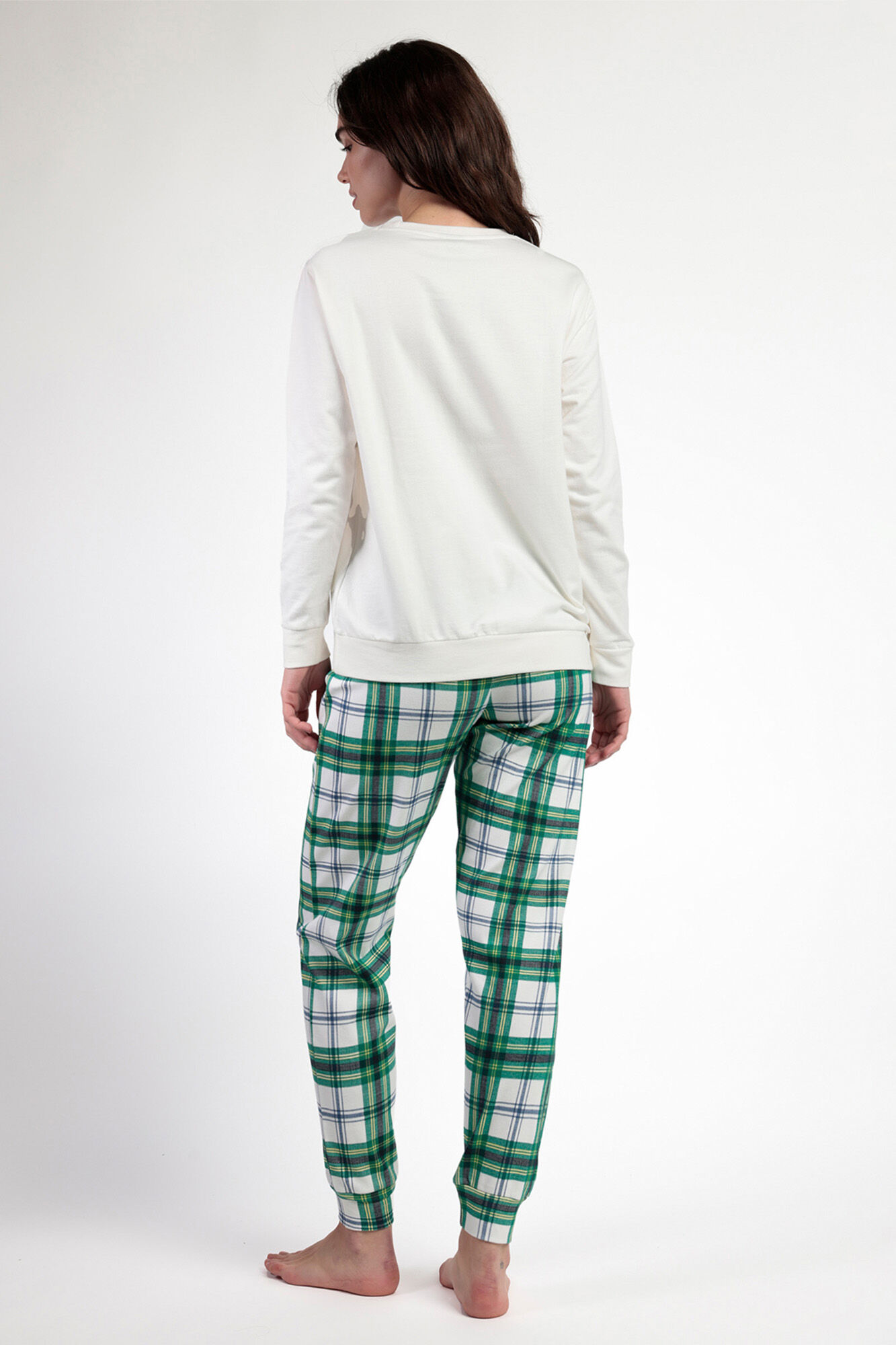 Admas Pijama largo felpa cuadros 100% algod&oacute;n Ski Mickey