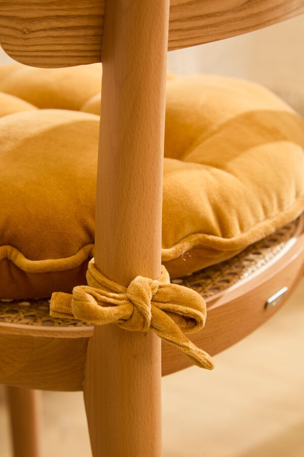 Calma House Almofada redonda para cadeira em velour estampado