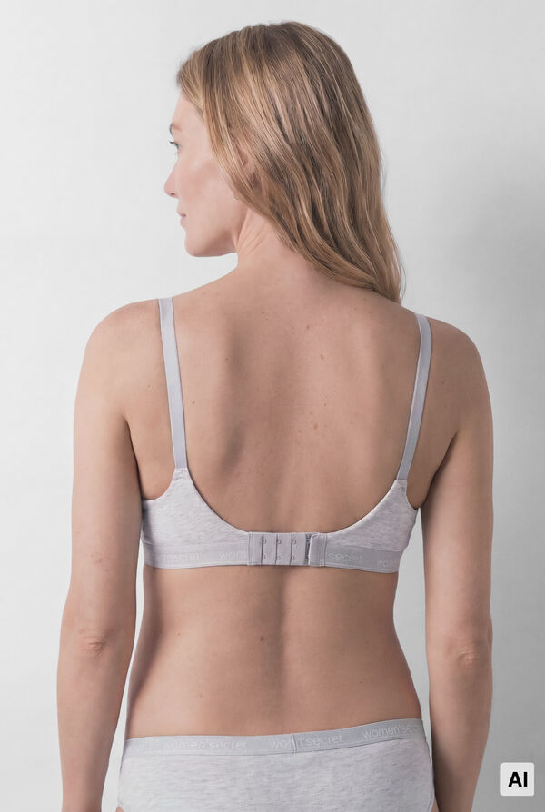 Women'secret Grey ribbed cotton maternity bra grey