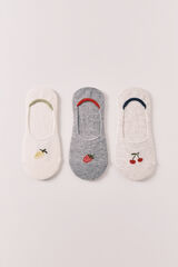 Women'secret Fruit print 3-pack no-show socks grey