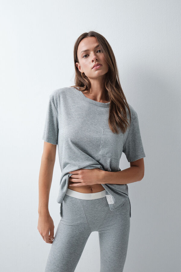 Women'secret Grey long pyjamas T-shirt leggings grey