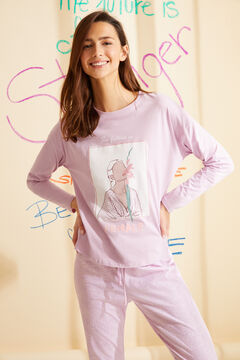 Womensecret Long lilac printed organic cotton pyjamas pink