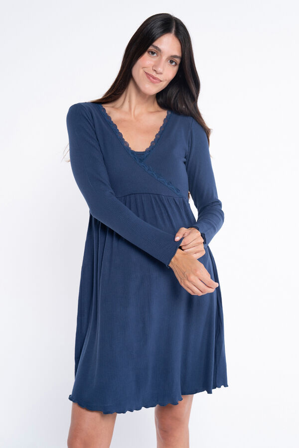 Ohma! Camis&oacute;n rib premam&aacute; con escote cruzado azul