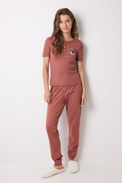 Womensecret Mafalda brown cotton pajamas nude