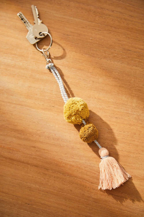 Calma House Schl&uuml;sselanh&auml;nger Pompon-Schl&uuml;sselanh&auml;nger Marbles Rot