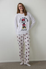 Penti Conjunto de pijama de manga larga con estampado de Mickey Mouse blanco