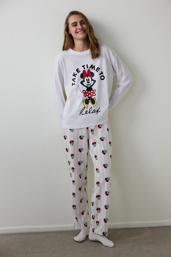 Penti Conjunto de pijama de manga larga con estampado de Mickey Mouse blanco