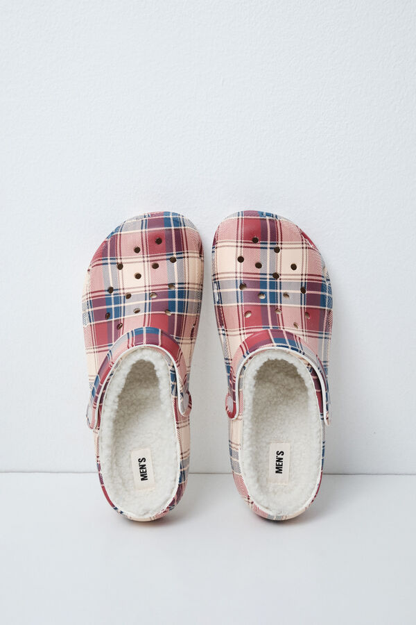 Women'secret Men's plaid lined clog slippers printed