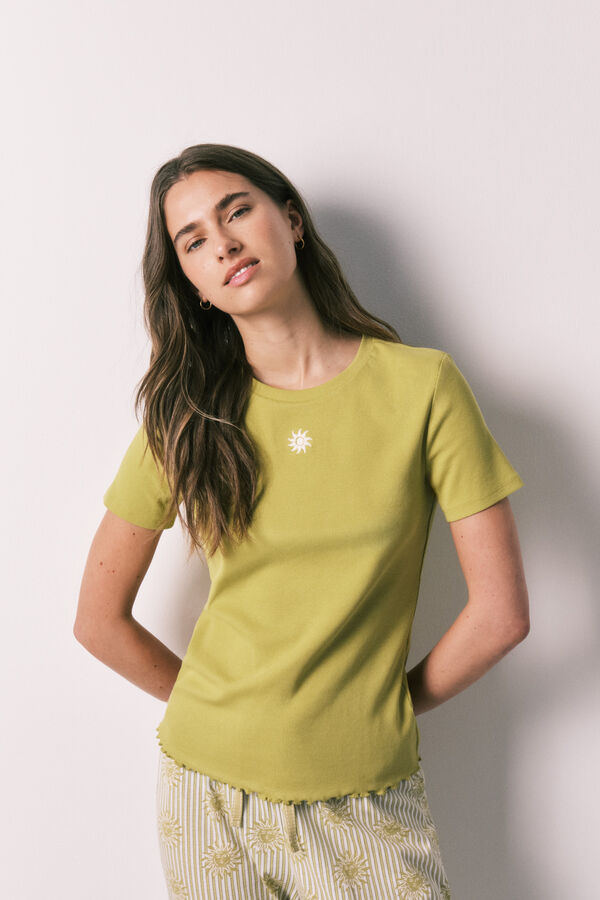 Women'secret Pijama Capri algod&oacute;n soles verde verde