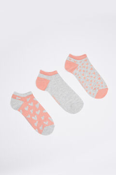 Womensecret 3er-Pack kurze Socken Baumwolle Herzen Weiß