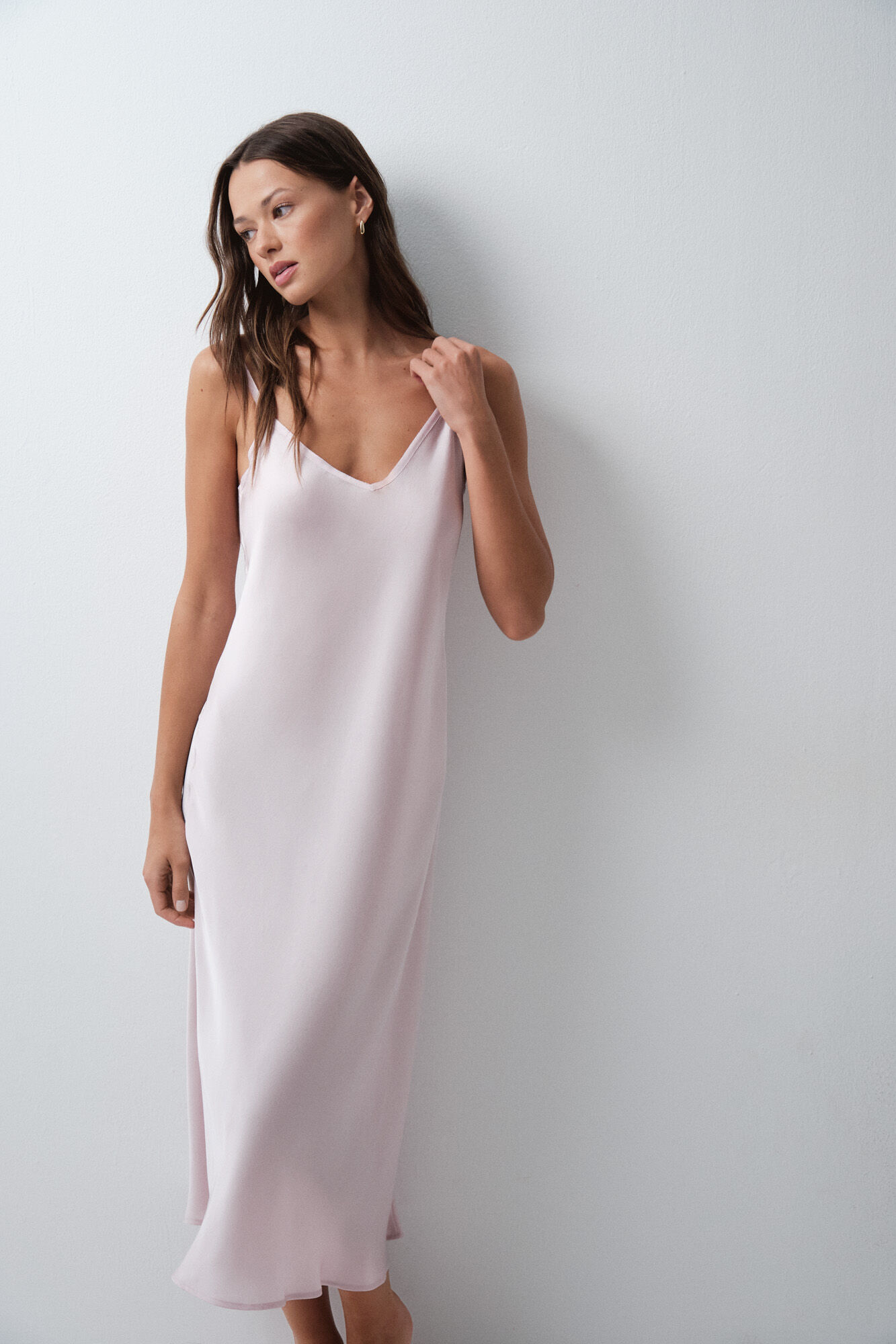 Women'secret Nuisette longue &agrave; bretelles satin&eacute;e rose