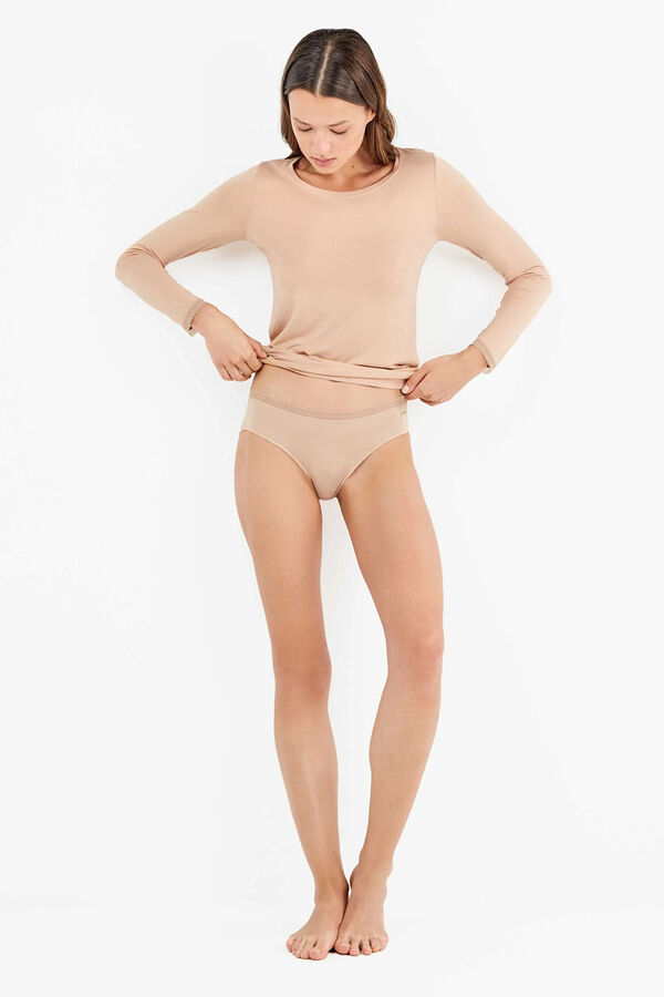 Gisela Basic midi panty with lace trim Braon