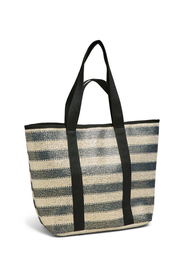 Pieces Shopper aus Papierstroh mit mehreren Griffen Blau
