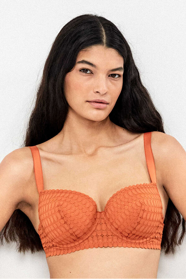 Gisela Full cup lace geometric bra red