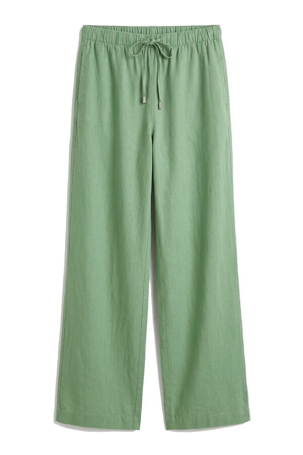Women'secret Green linen long trousers green