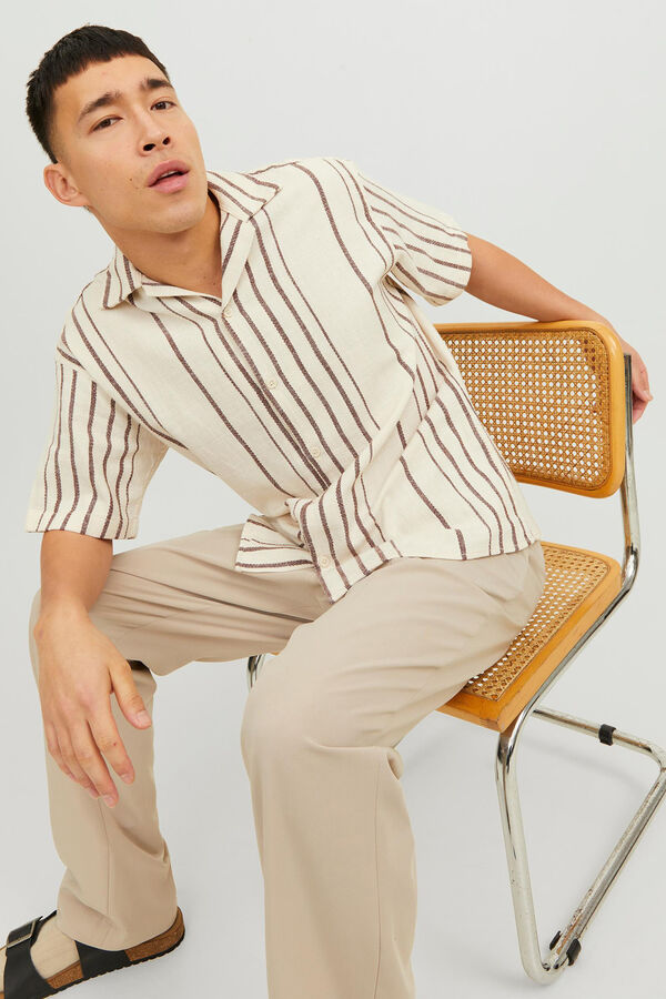 Jack & Jones Camisa de manga curta riscas cru