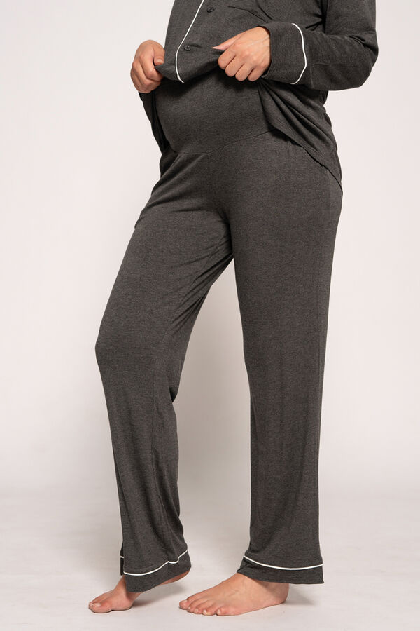 Ohma! Classic long-sleeved maternity pyjamas grey