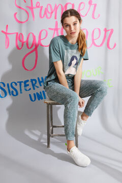 Womensecret Long green printed organic cotton pyjamas green