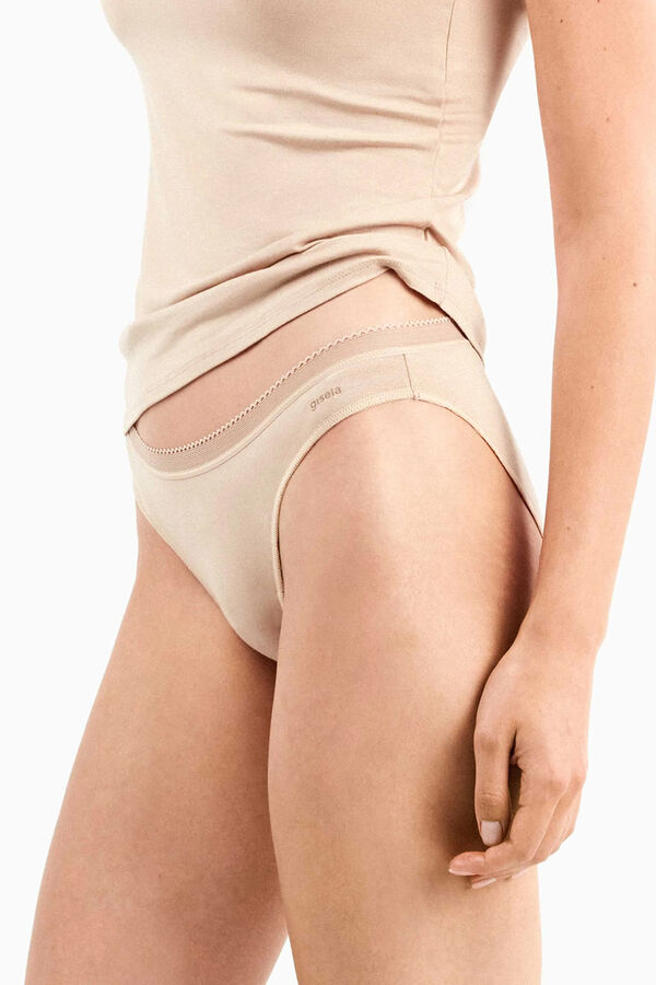 Gisela Klassischer Slip mit Spitzenborte Nude