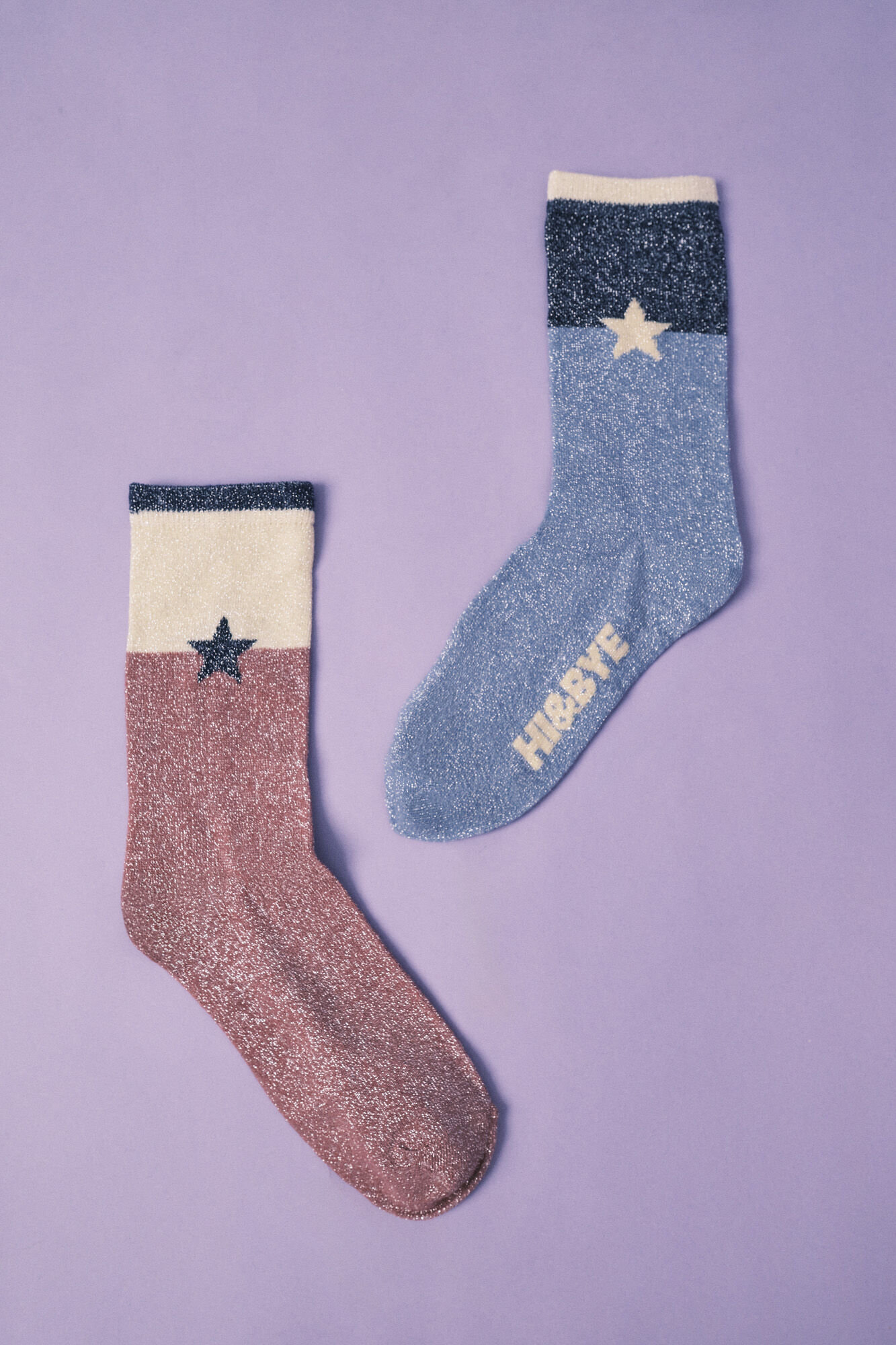 HI&BYE Pink and blue 2-pack socks
