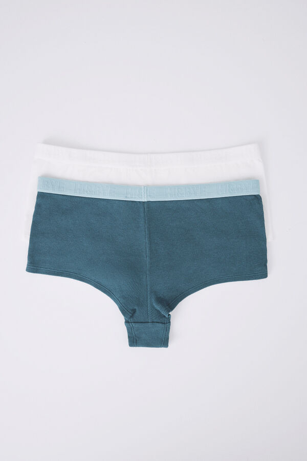 Womensecret Pack 2 bragas boxer algodón azul y blanco 