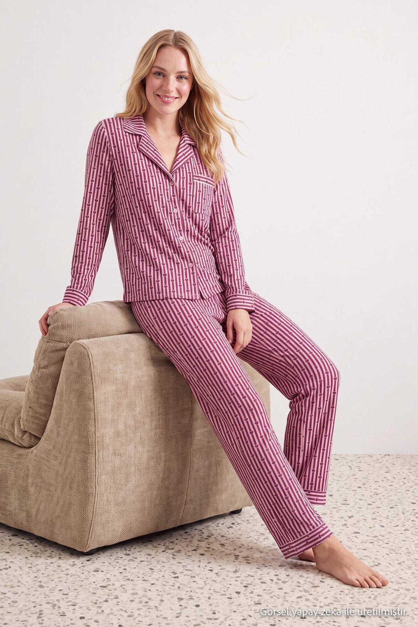Trendyol Pijama de punto waffle