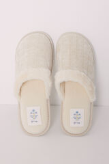 Womensecret Ivory chenille house slippers beige