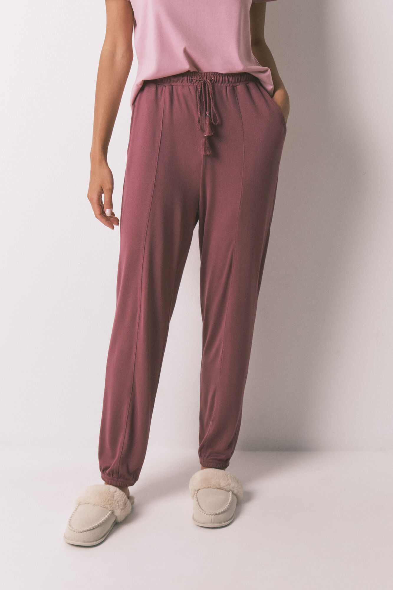 Women'secret Pantal&oacute;n largo punto suave granate