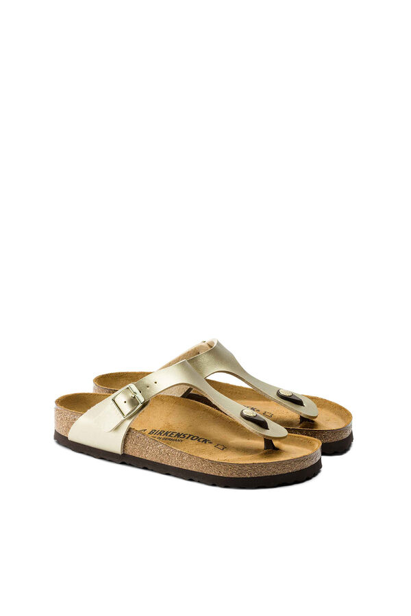 Womensecret Golden buckle detail thong sandals Žuta