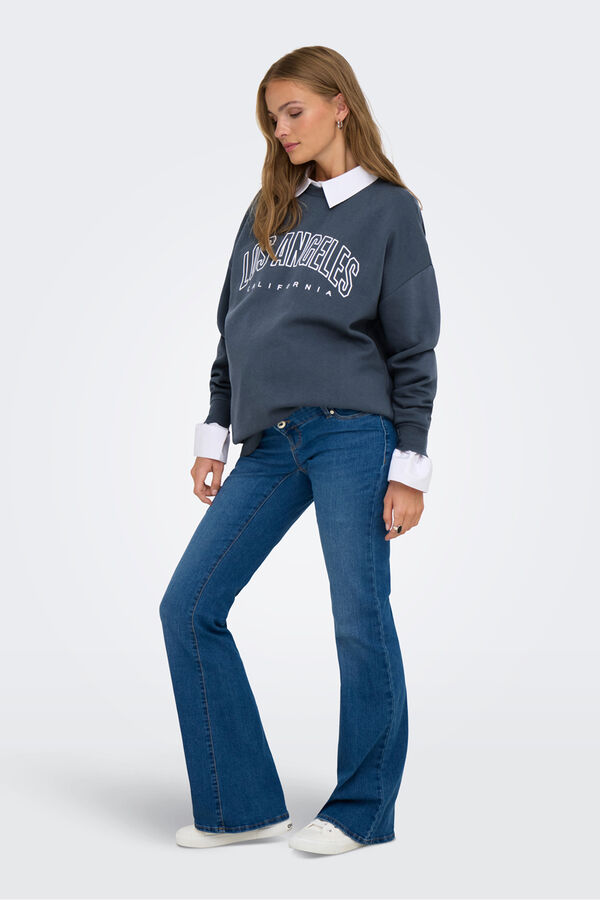 Only Maternity Sudadera maternity detalle texto frontal azul
