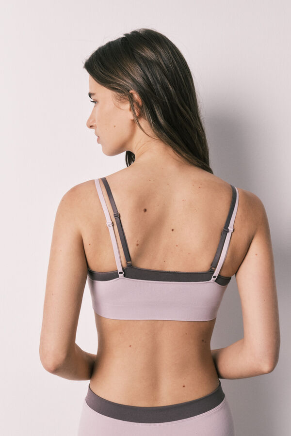 Women'secret Top sem costura canelado lil&aacute;s rosa