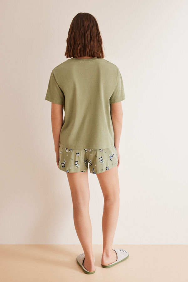 Womensecret Kratka pidžama Mickey Mouse od 100 % pamuka Zelena