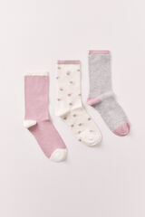 Women'secret Lot de 3 chaussettes longues imprim&eacute;es florales roses imprim&eacute;