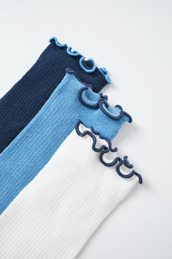 Women'secret Pack 3 calcetines cortos azules lurex azul