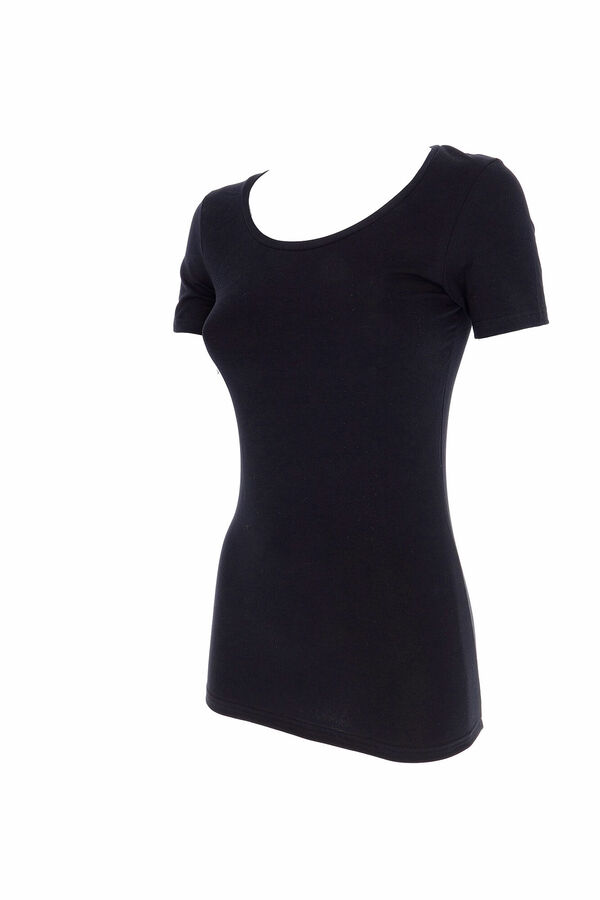 Cotonella Women's thermal round neck short-sleeved T-shirt black