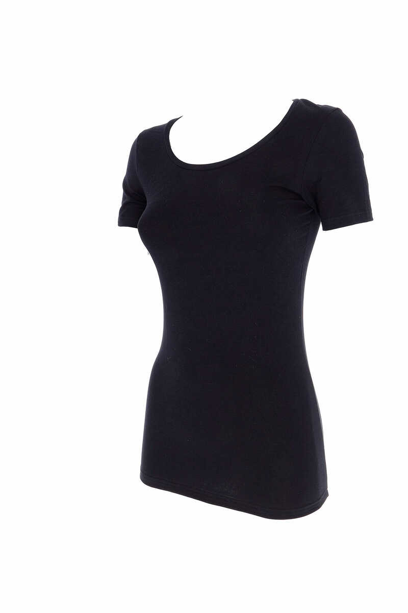 Womensecret Women's thermal round neck short-sleeved T-shirt black