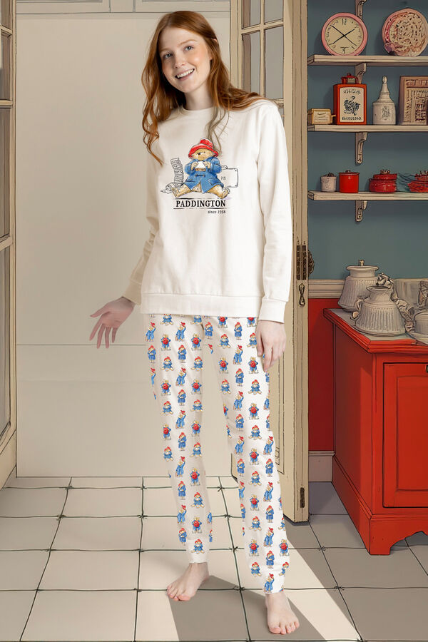 Admas Pijama largo estampado Paddington para mujer beige