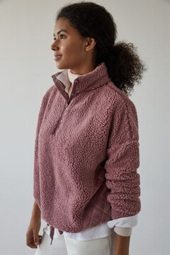 Womensecret Long pink faux shearling sweatshirt top pink