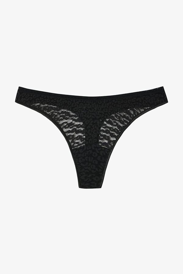 Penti Lace V Cut Normal Waist Thong Panties black