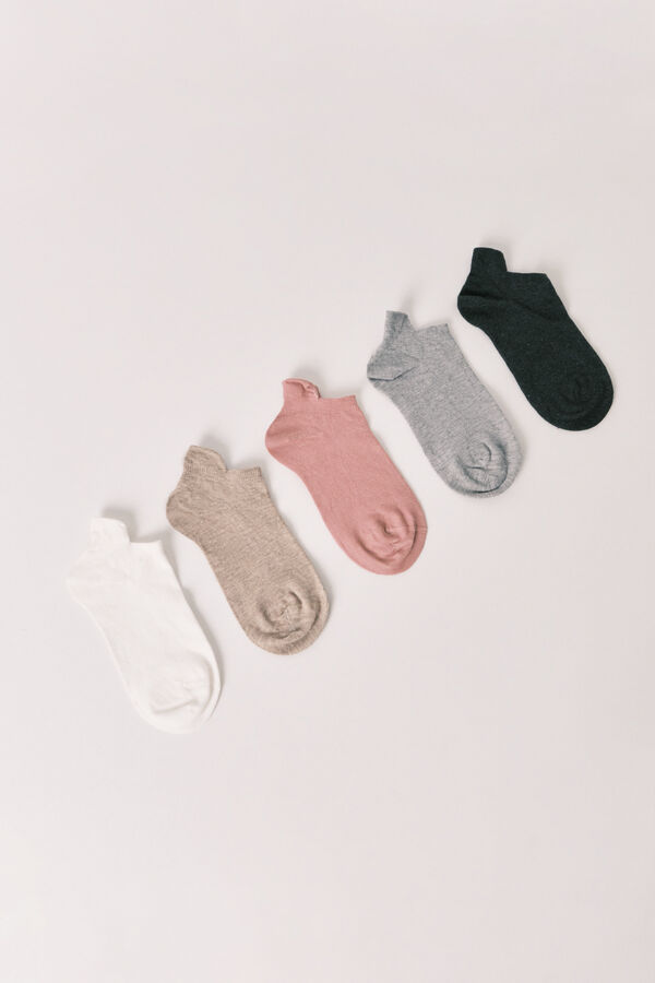 Women'secret Pack de 5 chaussettes courtes assorties imprim&eacute;