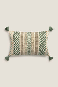 Textura Funda coj&iacute;n bordado pompones