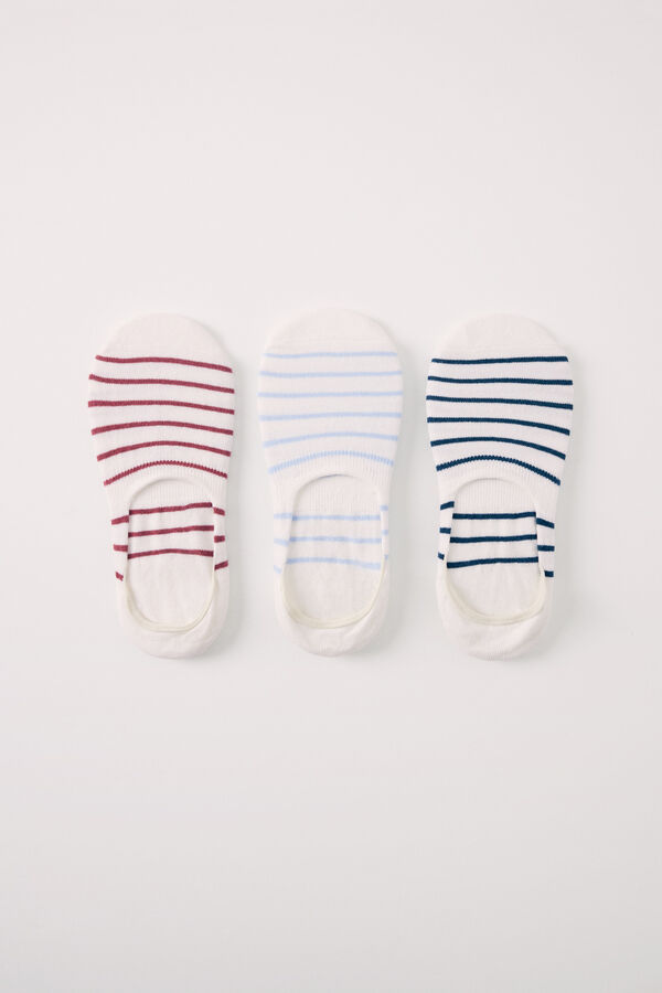 Womensecret 3-pack striped cotton no-show socks printed