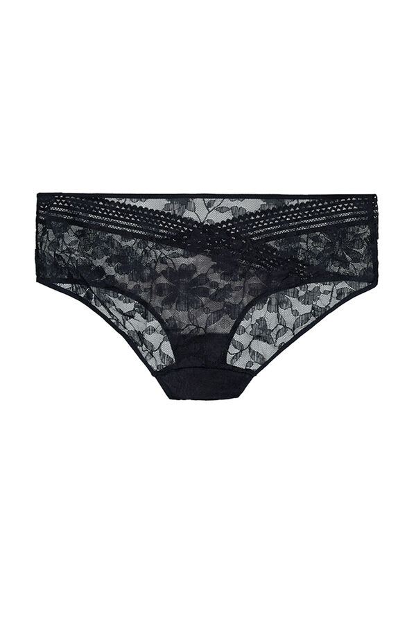 Womensecret Marta boyshort panty in floral lace and tulle  black