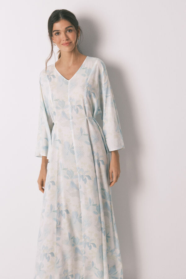 Women'secret Long wrap nightgown with belt beige