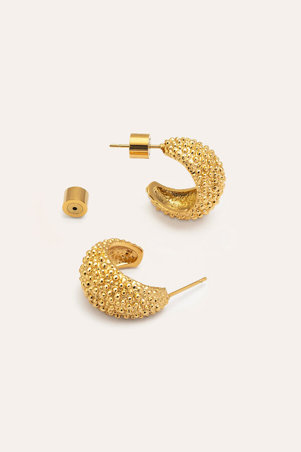 Singularu Antique Gold Plated Steel Hoop Earrings imprim&eacute;
