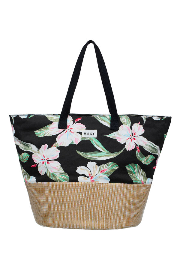 Roxy Bolsa playa rafia estampado gris